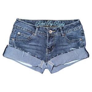 Y2K Rebel By Right Low Rise Micro Mini Booty Jean Shorts Sz 1 / 24 Grunge Preppy